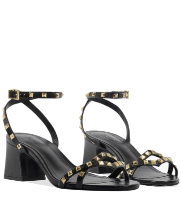 SANDÁLIA SALTO MÉDIO STUDS SCHUTZ PRETO