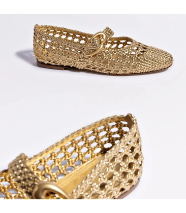 SAPATILHA VERONA MACRAMÊ BALLET LARROUDÉ DOURADO