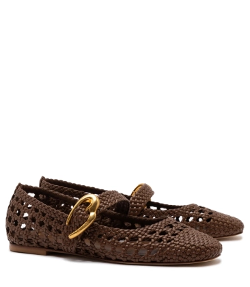 SAPATILHA VERONA MACRAMÊ BALLET LARROUDÉ MARROM