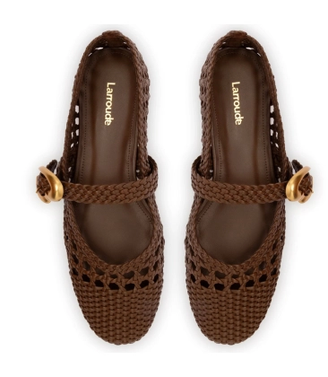 SAPATILHA VERONA MACRAMÊ BALLET LARROUDÉ MARROM