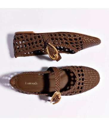 SAPATILHA VERONA MACRAMÊ BALLET LARROUDÉ MARROM
