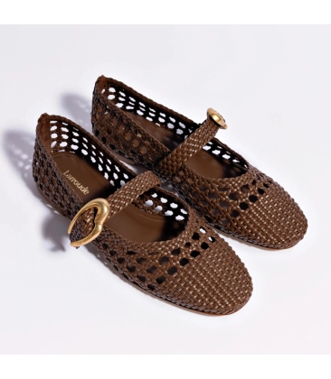 SAPATILHA VERONA MACRAMÊ BALLET LARROUDÉ MARROM