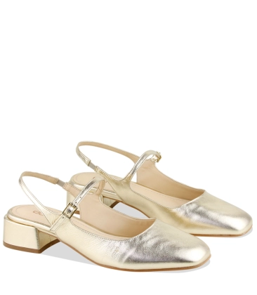 SAPATO MARY JANE SALTO BAIXO BENTANA DOURADO