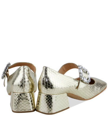 SAPATO SALTO BAIXO MARY JANE LUIZA BARCELOS DOURADO