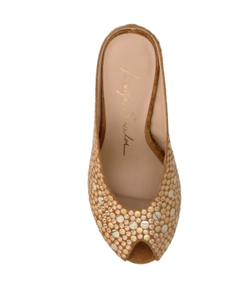 SCARPIN ANABELA SALTO ALTO LUIZA BARCELOS CARAMELO