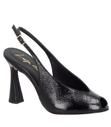 SCARPIN PEEP TOE SALTO ALTO SLINGBACK LUIZA BARCELOS PRETO