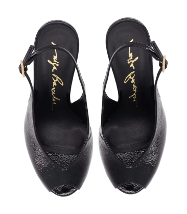 SCARPIN PEEP TOE SALTO ALTO SLINGBACK LUIZA BARCELOS PRETO
