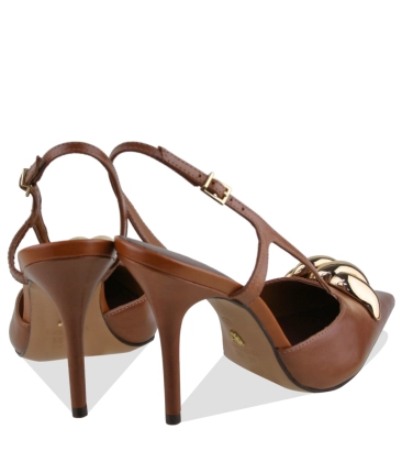 SCARPIN SALTO ALTO SLINGBACK AREZZO MARROM