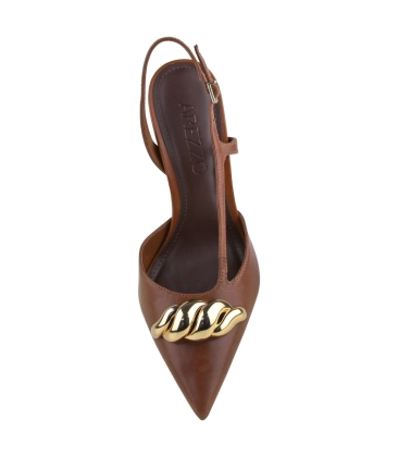 SCARPIN SALTO ALTO SLINGBACK AREZZO MARROM
