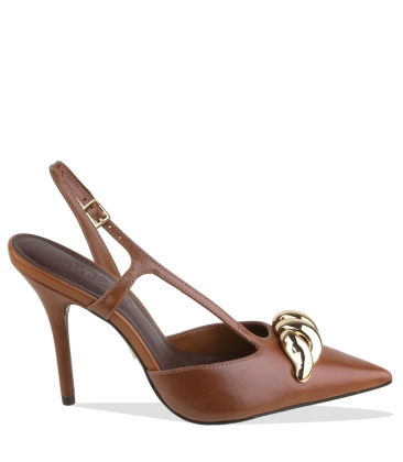SCARPIN SALTO ALTO SLINGBACK AREZZO MARROM