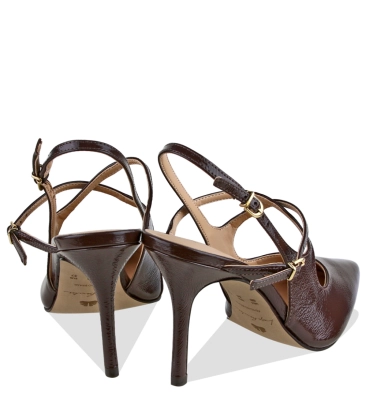 SCARPIN SALTO ALTO SLINGBACK LUIZA BARCELOS MARROM