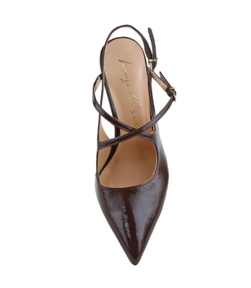 SCARPIN SALTO ALTO SLINGBACK LUIZA BARCELOS MARROM