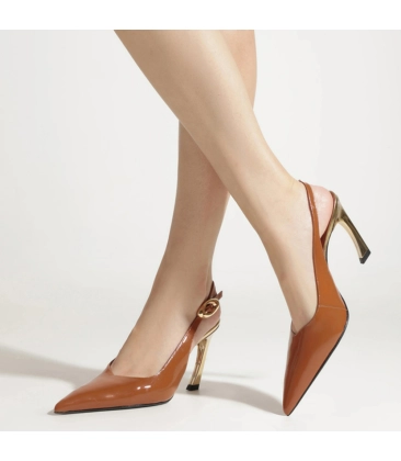 SCARPIN SALTO ALTO SLINGBACK SCHUTZ CARAMELO