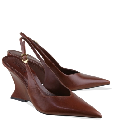 SCARPIN SALTO ALTO SLINGBACK SIENA SCHUTZ MARROM