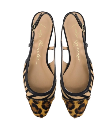 SCARPIN SALTO BAIXO SLINGBACK LUIZA BARCELOS ANIMAL PRINT
