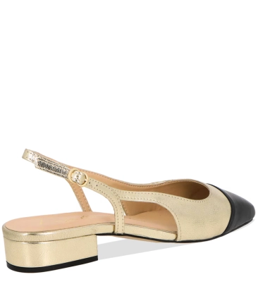 SCARPIN SALTO BAIXO SLINGBACK LUIZA BARCELOS DOURADO