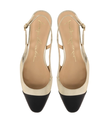 SCARPIN SALTO BAIXO SLINGBACK LUIZA BARCELOS DOURADO