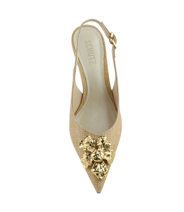 SCARPIN SALTO MÉDIO SLINGBACK FLORA SCHUTZ BEGE