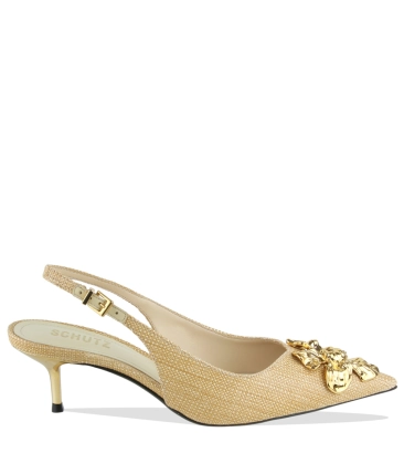 SCARPIN SALTO MÉDIO SLINGBACK FLORA SCHUTZ BEGE
