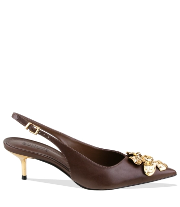 SCARPIN SALTO MÉDIO SLINGBACK FLORA SCHUTZ MARROM