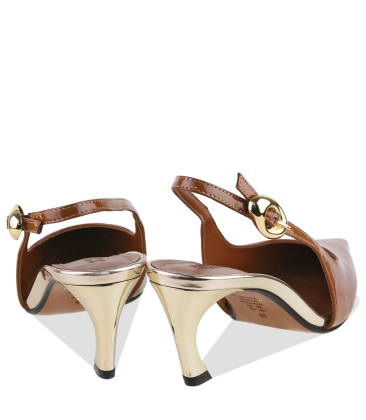 SCARPIN SALTO MÉDIO SLINGBACK SCHUTZ CARAMELO
