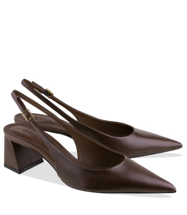 SCARPIN SALTO MÉDIO SLINGBACK SCHUTZ MARROM