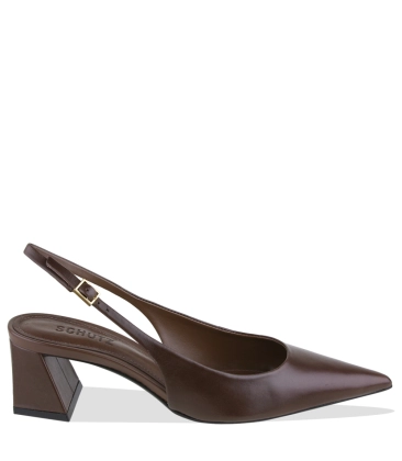 SCARPIN SALTO MÉDIO SLINGBACK SCHUTZ MARROM