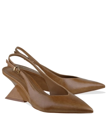 SCARPIN SALTO MÉDIO SLINGBACK ABBIF BUCKLE SCHUTZ BEGE