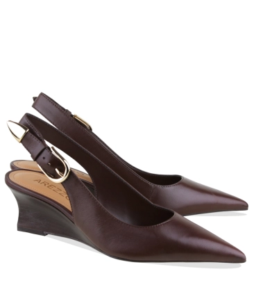 SCARPIN SALTO MÉDIO SLINGBACK ANABELA AREZZO MARROM