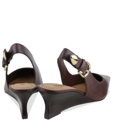 SCARPIN SALTO MÉDIO SLINGBACK ANABELA AREZZO MARROM