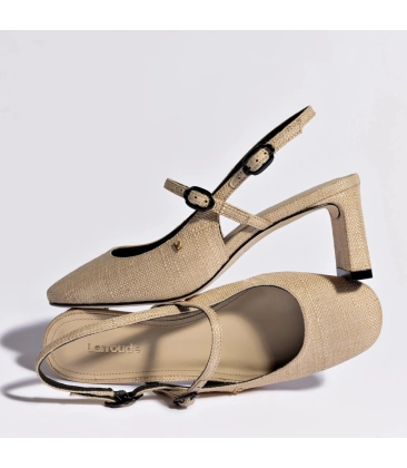 SCARPIN SALTO MÉDIO SLINGBACK GEORGINA LARROUDÉ BEGE