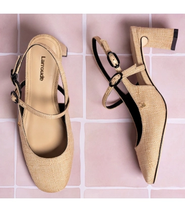 SCARPIN SALTO MÉDIO SLINGBACK GEORGINA LARROUDÉ BEGE