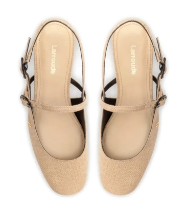 SCARPIN SALTO MÉDIO SLINGBACK GEORGINA LARROUDÉ BEGE