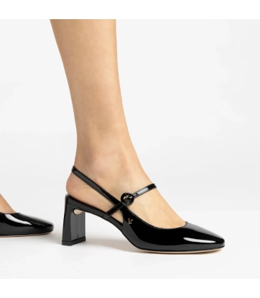 SCARPIN SALTO MÉDIO SLINGBACK GEORGINA LARROUDÉ PRETO