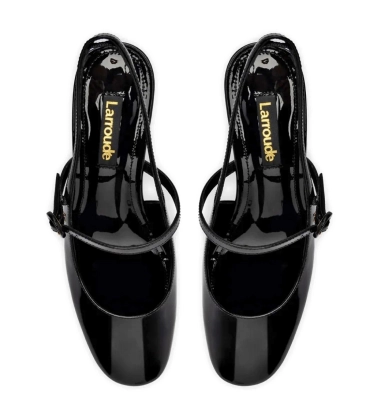 SCARPIN SALTO MÉDIO SLINGBACK GEORGINA LARROUDÉ PRETO