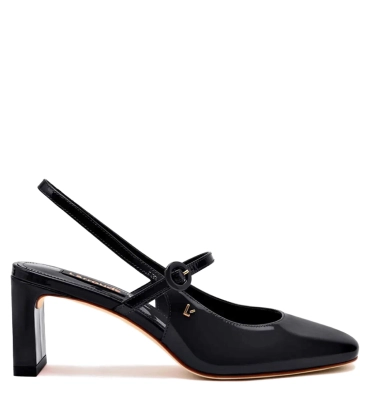 SCARPIN SALTO MÉDIO SLINGBACK GEORGINA LARROUDÉ PRETO