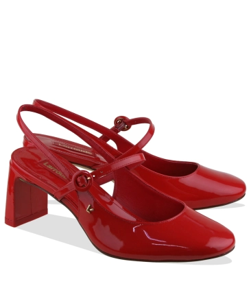 SCARPIN SALTO MÉDIO SLINGBACK GEORGINA LARROUDÉ VERMELHO
