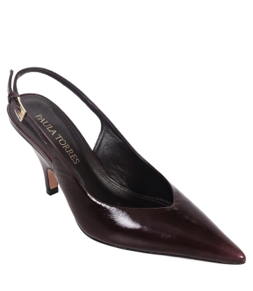 SCARPIN SALTO MÉDIO SLINGBACK OLGA PAULA TORRES VINHO