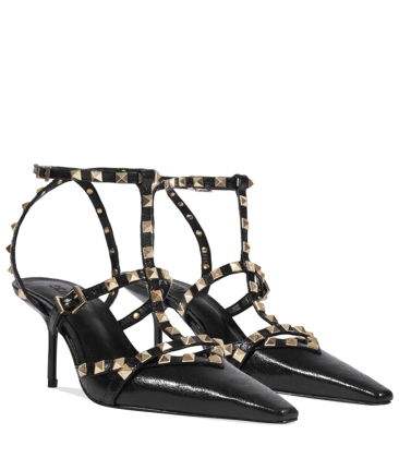 SCARPIN SALTO MÉDIO STUDS MIORLE SCHUTZ PRETO