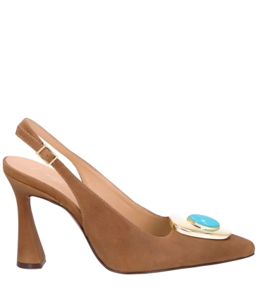 SCARPIN SLINGBACK SALTO ALTO LUIZA BARCELOS CARAMELO