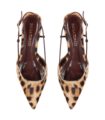 SCARPIN SLINGBACK SALTO BAIXO GLÓRIA PAULA TORRES ANIMAL PRINT