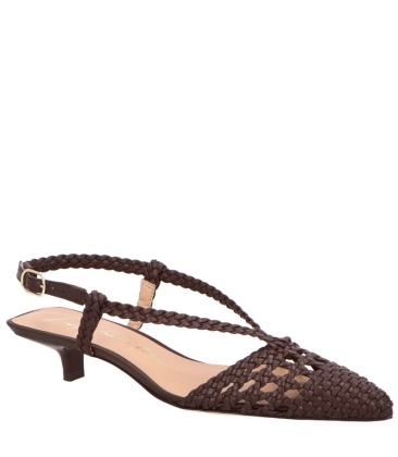 SCARPIN SLINGBACK SALTO BAIXO LUIZA BARCELOS MARROM