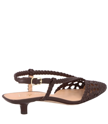 SCARPIN SLINGBACK SALTO BAIXO LUIZA BARCELOS MARROM
