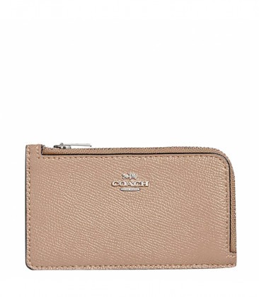 PORTA CARTÃO COACH NEW YORK SMALL ZIP TAUPE