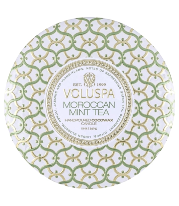 VELA AROMÁTICA LATA 3 PAVIOS 60H MOROCCAN MINT TEA VOLUSPA