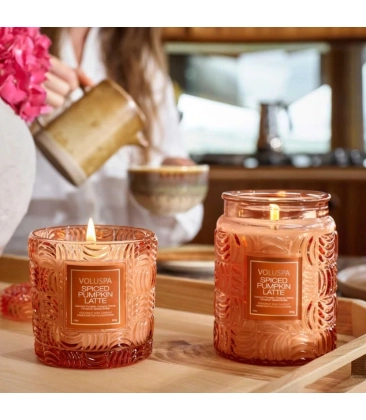 VELA AROMÁTICA POTE VIDRO G 100H SPICED PUMPKIN LATTE VOLUSPA