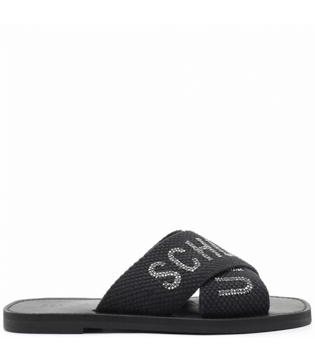 Sandália Rasteira de X Logo Schutz Glam Preta | Schutz - GLAMI.com.br