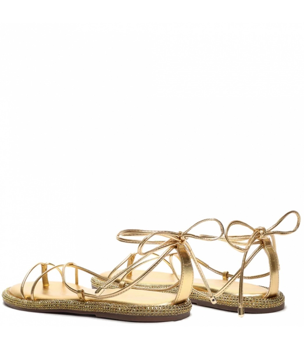 Compre Sandália Rasteira Snake Platina Dourado Schutz Online
