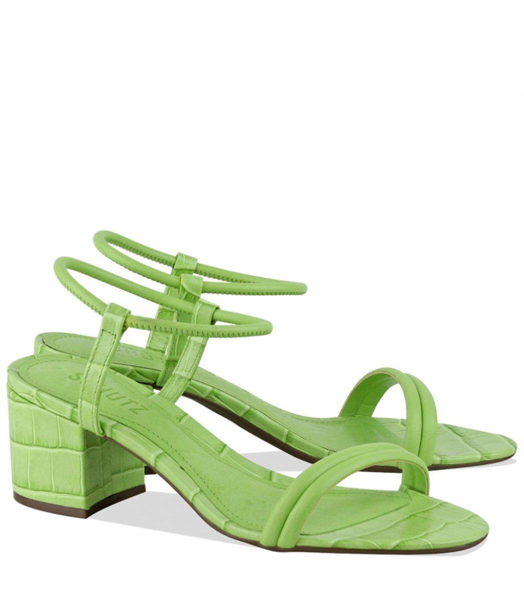 SANDÁLIA SALTO BLOCO MÉDIO SCHUTZ VERDE | Acquarela Shop