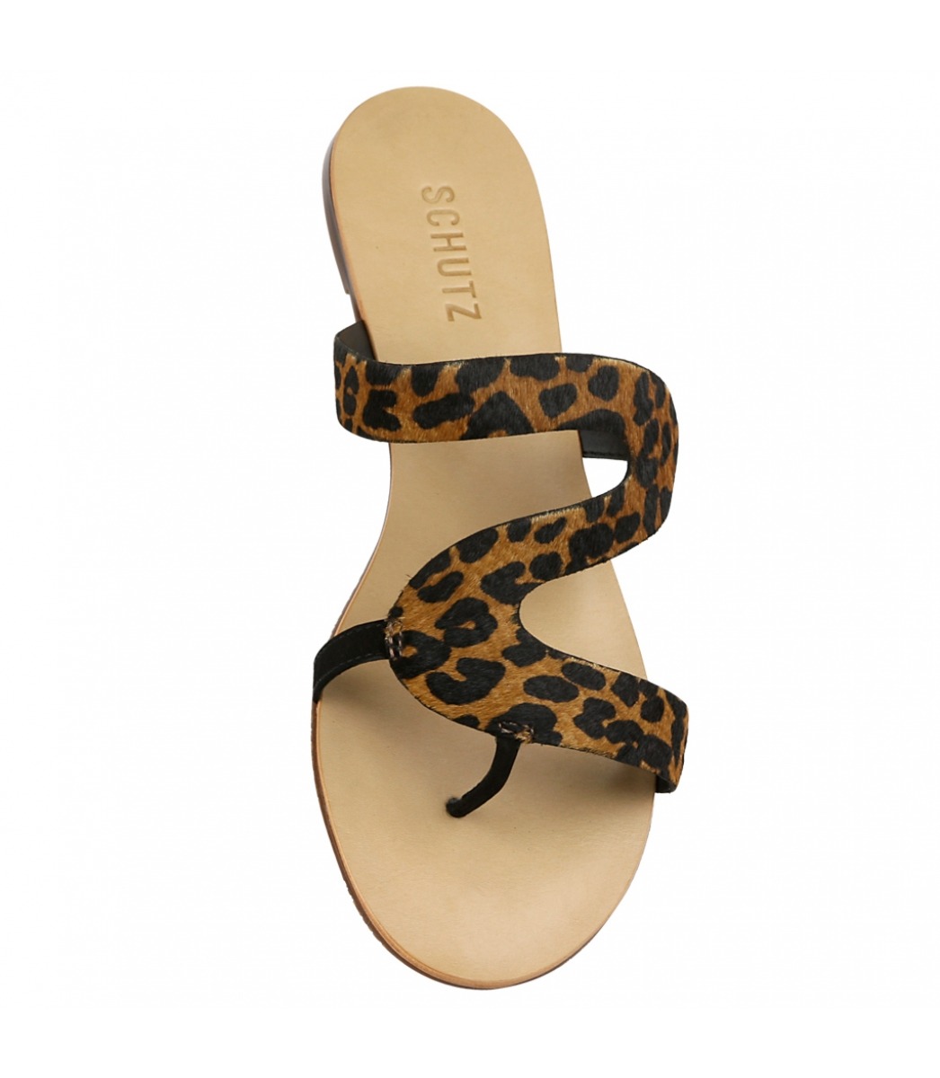 sandalia rasteira animal print